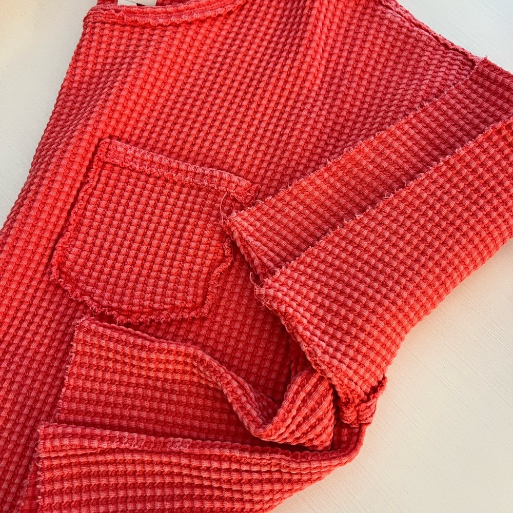 Pilcro Coral Waffle Knit Top Fits like Medium
